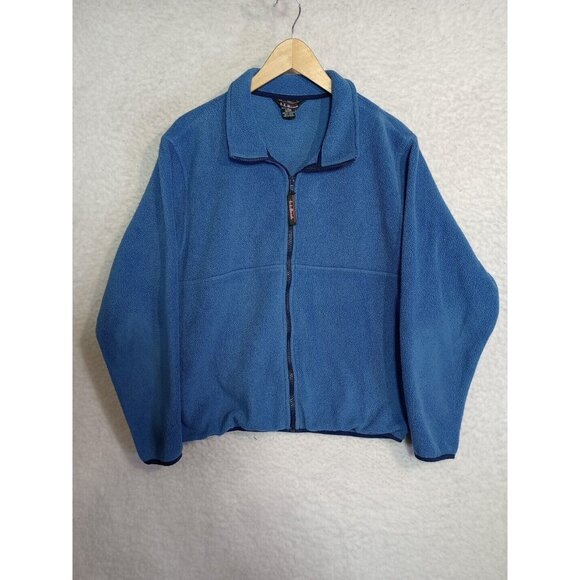 Vintage LL Bean Women's Full Zip Fleece Sweater Blue Size Large - Picture 8 of 10